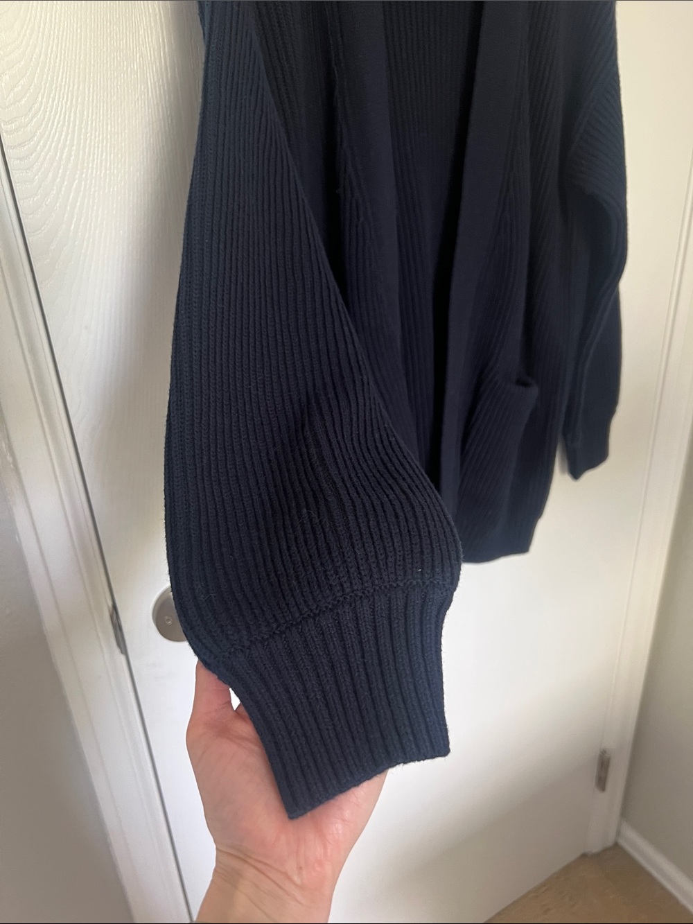 Quince 100% Organic Cotton Oversized Cardigan in Navy Blue - Picture 3 of 10